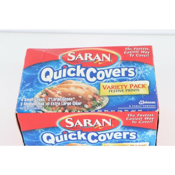 NOS Discontinued Saran Quick Covers Lids Variety Pack 10 Count Festive Prints - Picture 2 of 5